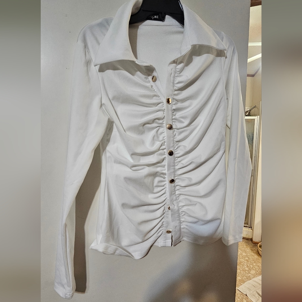 White button up blouse